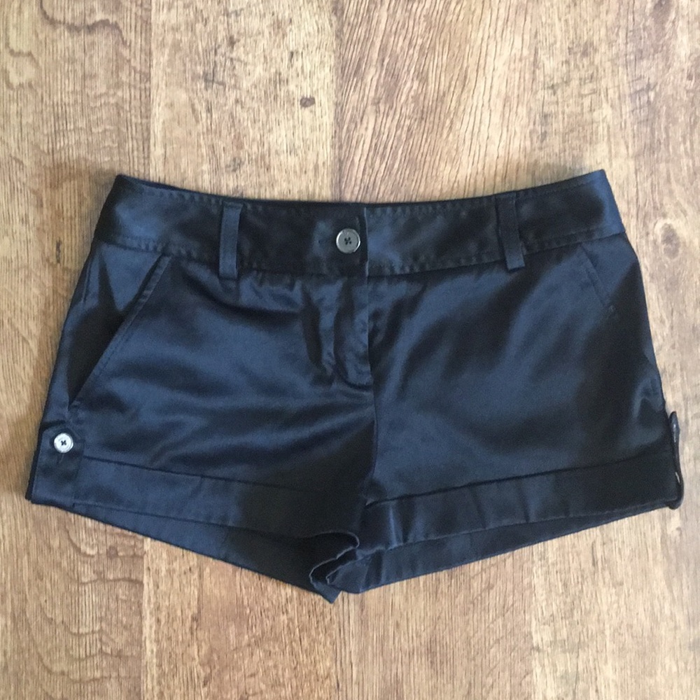 Express black satin shorts